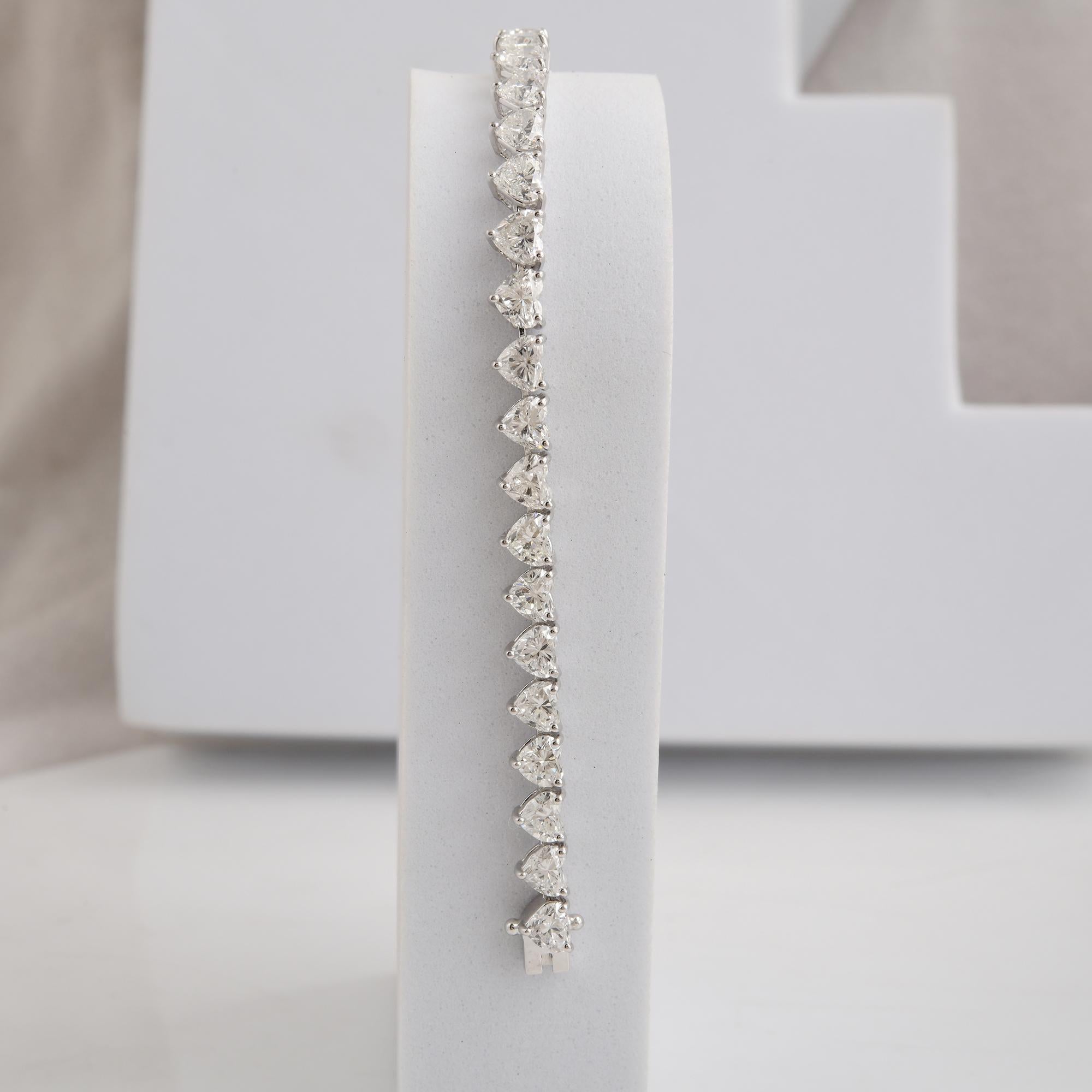 13.98Ct Heart Cut Diamond Stackable Tennis Bracelet 18k Gold Jewelry For Sale 3
