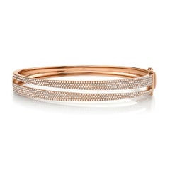 1.39ct Round Brilliant Cut Diamond Split Bangle Bracelet in 14K Rose Gold