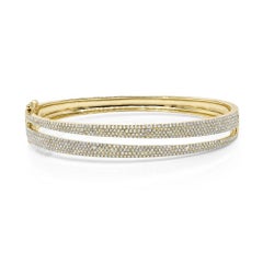 1.39ct Round Brilliant Cut Diamond Split Bangle Bracelet in 14K Yellow Gold