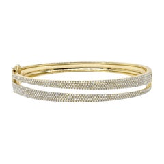 1.39ct Round Brilliant Cut Diamond Split Bangle Bracelet in 14K Yellow Gold