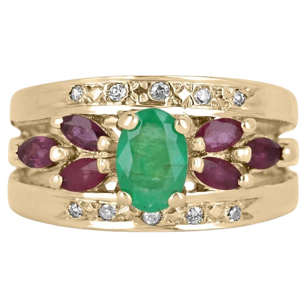 Natural Diamond Marquise Ruby Ring 14K Gold Vintage Cocktail For Sale ...
