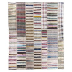 13.9x17 "Adjustable" Colorful Oversize Rag Rug, Vintage Flat-Weave Cotton Kilim 13.9x17 "Adjustable" Colorful Oversize Rag Rug, Vintage Flat-Weave Cotton Kilim