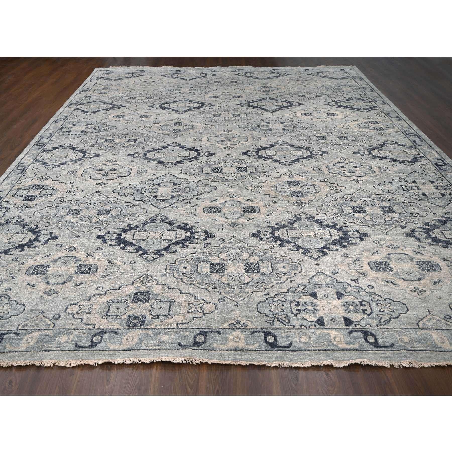 This is a truly genuine one-of-a-kind Silver Gray, Natural Wool Hand Knotted, Anatolian Design, Supple Collection Thick and Plush, Oversized Oriental Rug. It has been Knotted for months and months in the centuries-old weaving craftsmanship