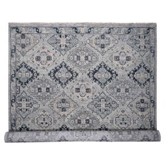 13'9"x17'9" Silver Gray Natural Wool Hand Knotted Anatolian Design Oversized Rug