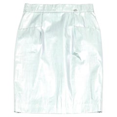 Jupe Chanel 13A en toile enduite argentée FR40/42