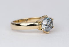 1.3ct Grey Moissanite Hexagon Custom Cut 14K Yellow Gold Engagement Ring AD2368