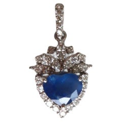1.3Ct Heart shaped Burmese Unheated Sapphire Pendant