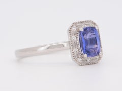 1.3ct Lavender Sapphire with Diamond Halo Engagement Ring 14K White Gold R6753