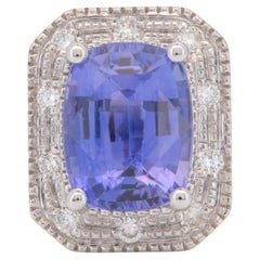 1.3ct Lavender Sapphire with Diamond Halo Engagement Ring 14K White Gold R6753