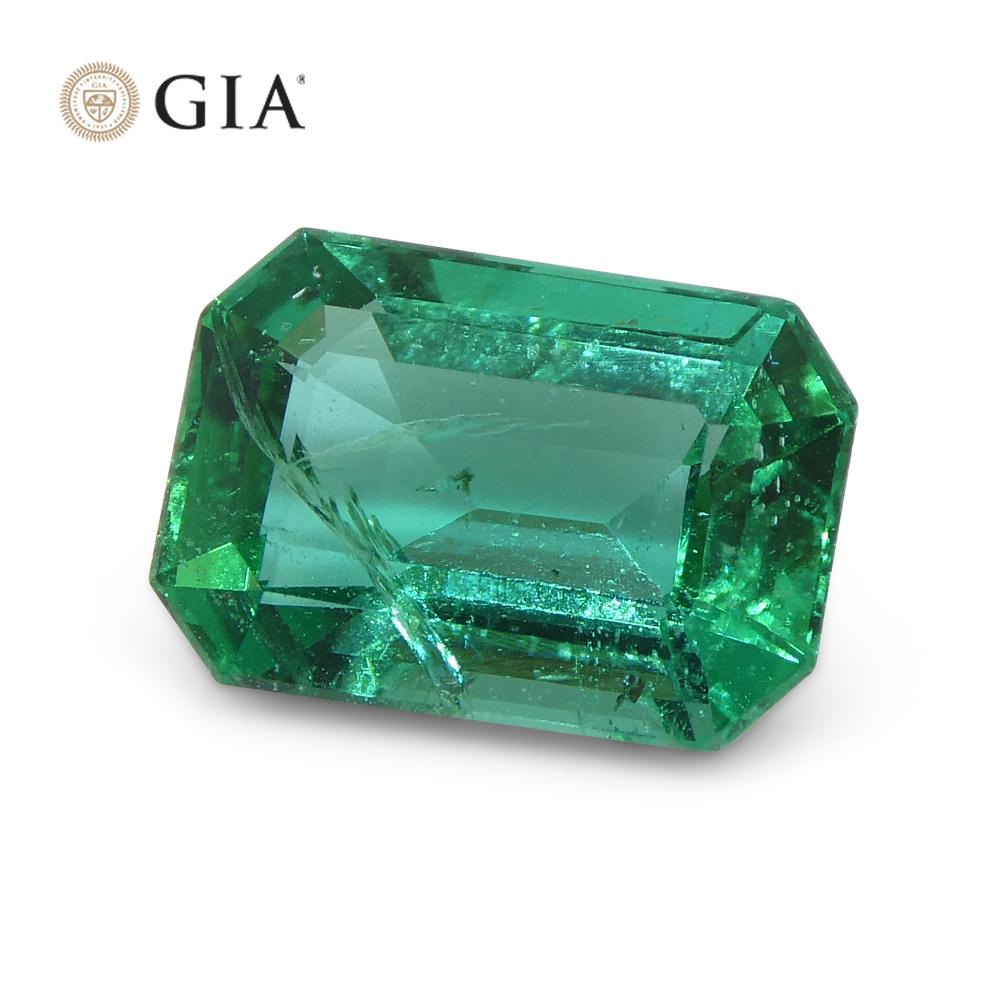 1.3ct Octagonal/Emerald Cut Green Emerald GIA Certified Zambia For Sale 5