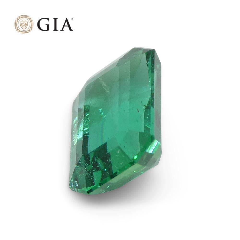 1.3ct Octagonal/Emerald Cut Green Emerald GIA Certified Zambia For Sale 8