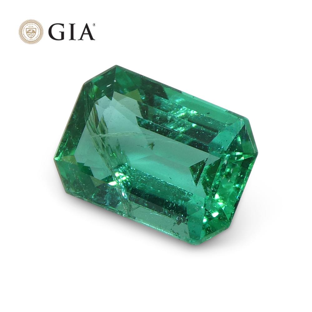 1.3ct Octagonal/Emerald Cut Green Emerald GIA Certified Zambia For Sale 9