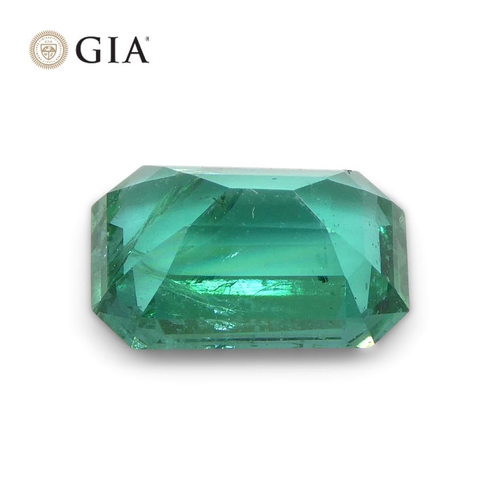 1.3ct Octagonal/Emerald Cut Green Emerald GIA Certified Zambia For Sale 1