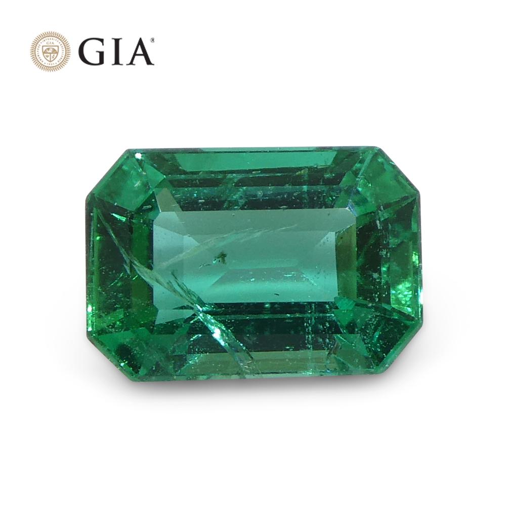 1.3ct Octagonal/Emerald Cut Green Emerald GIA Certified Zambia For Sale 2