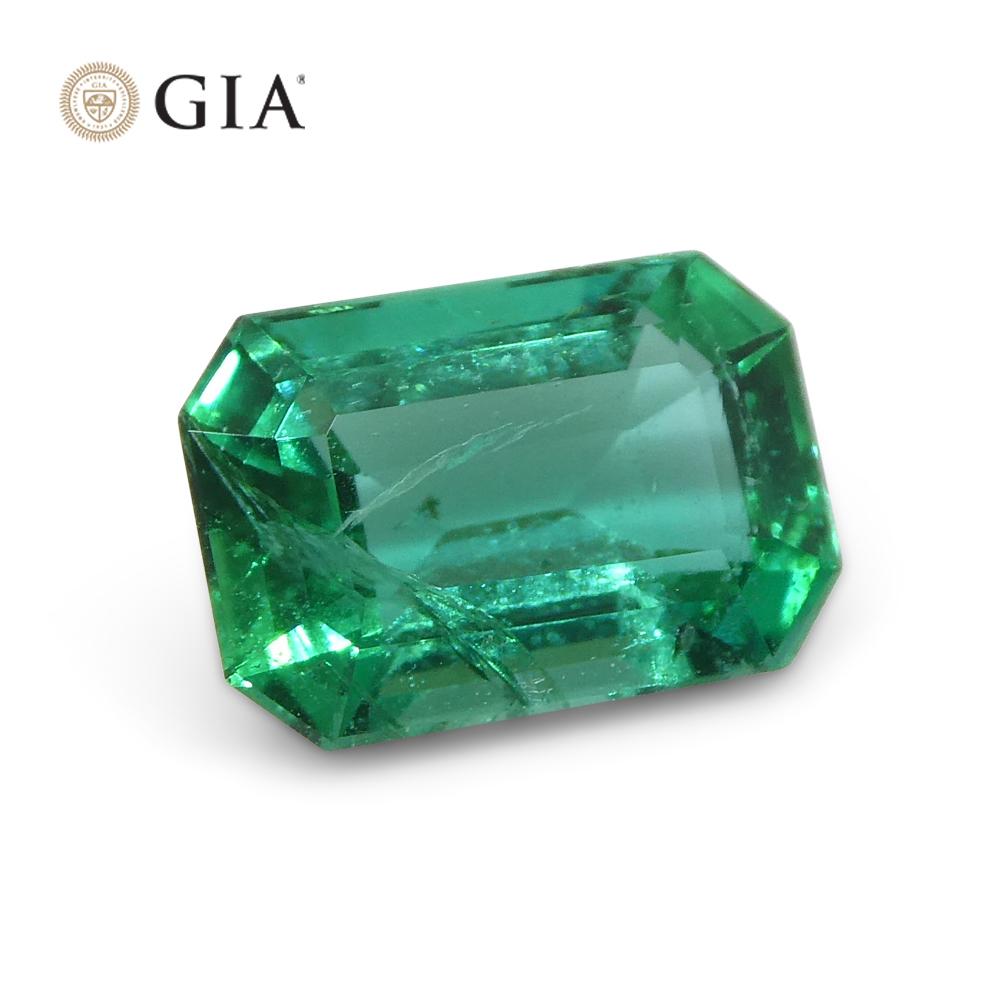 1.3ct Octagonal/Emerald Cut Green Emerald GIA Certified Zambia For Sale 3