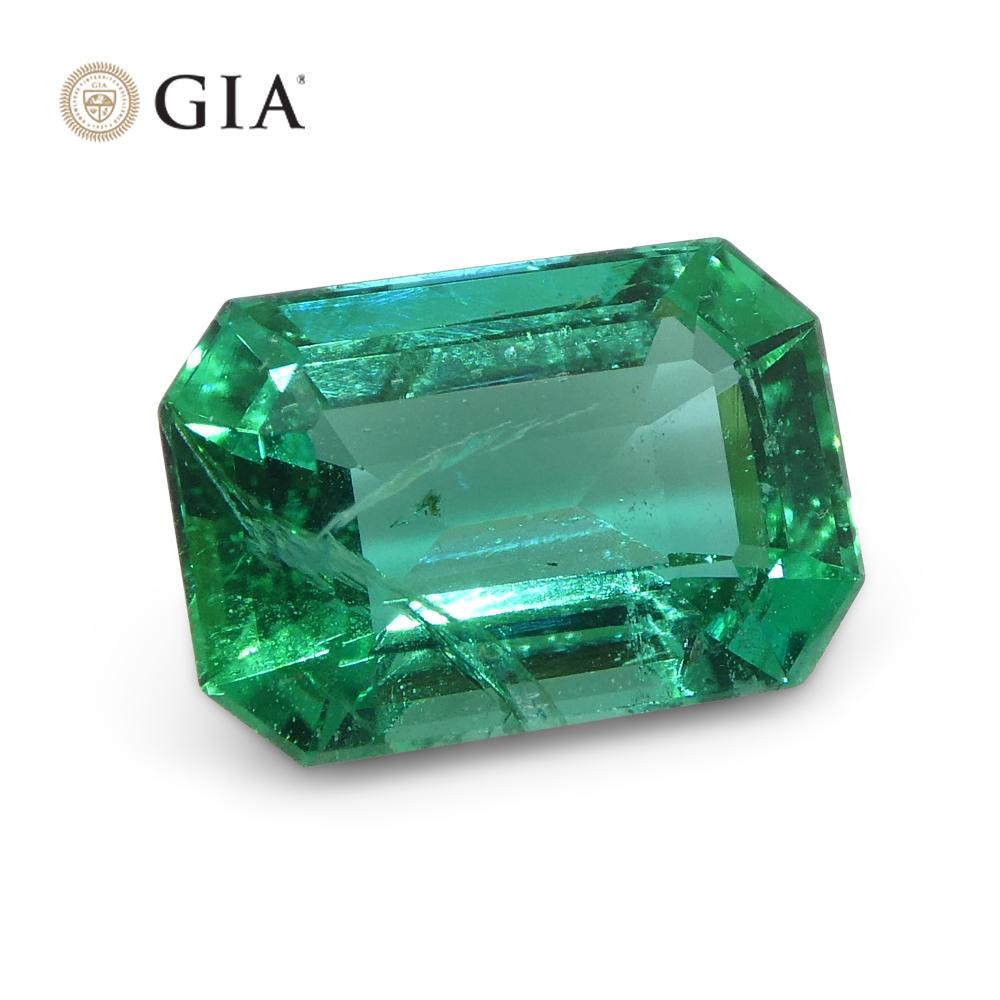 1.3ct Octagonal/Emerald Cut Green Emerald GIA Certified Zambia For Sale 4
