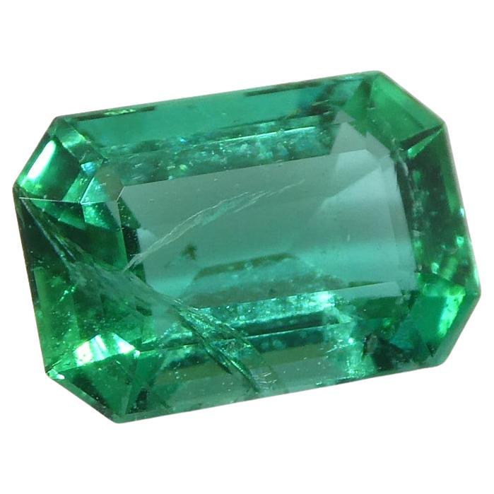 1.3ct Octagonal/Emerald Cut Green Emerald GIA Certified Zambia For Sale