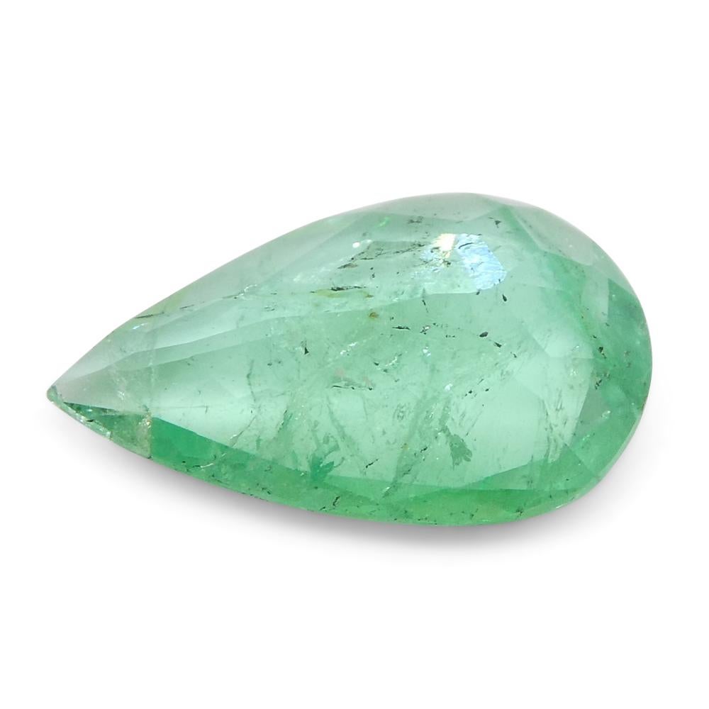 1.3ct Pear Green Emerald from Colombia For Sale 7