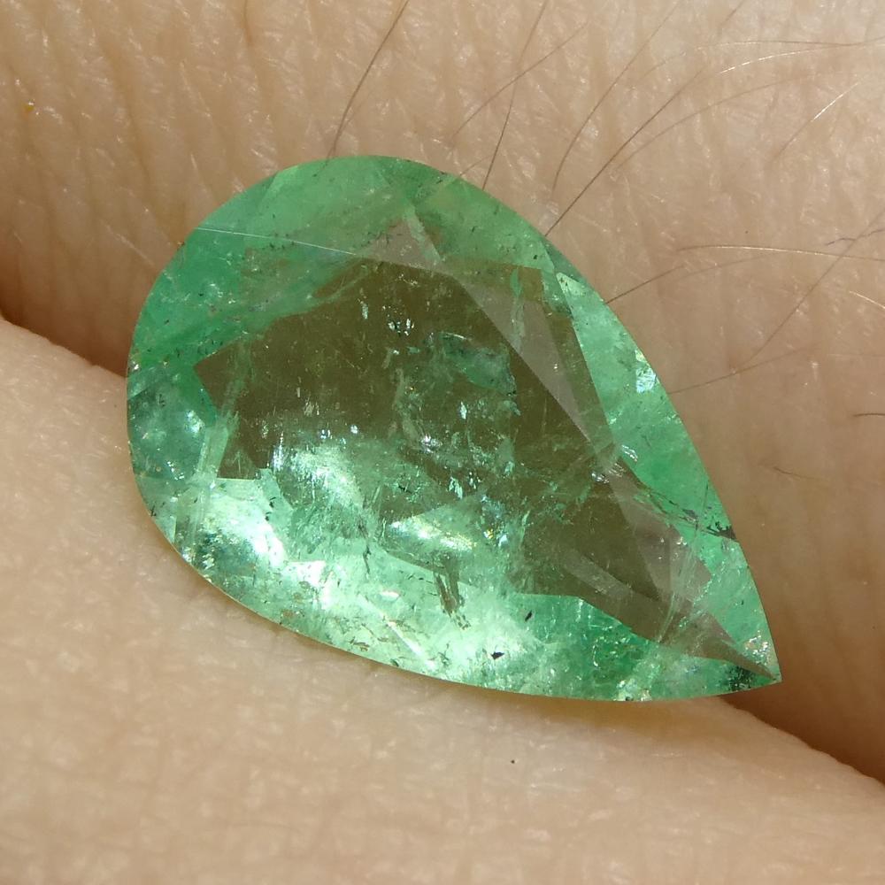 1.3ct Pear Green Emerald from Colombia For Sale 9