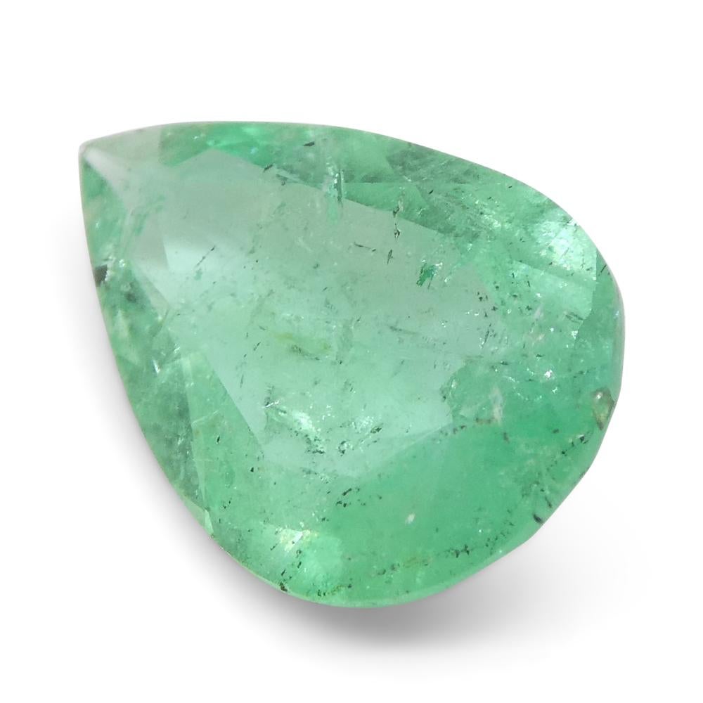 1.3ct Pear Green Emerald from Colombia In New Condition For Sale In Toronto, Ontario
