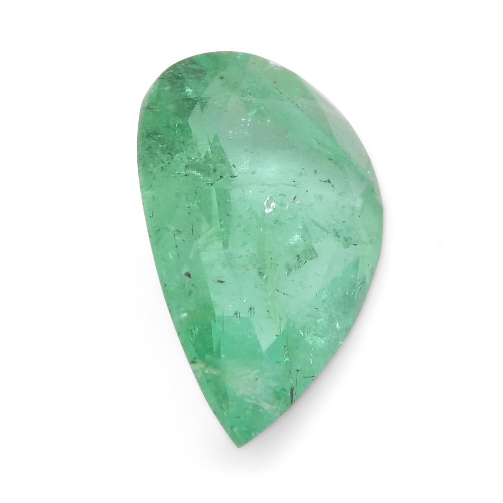 1.3ct Pear Green Emerald from Colombia For Sale 2