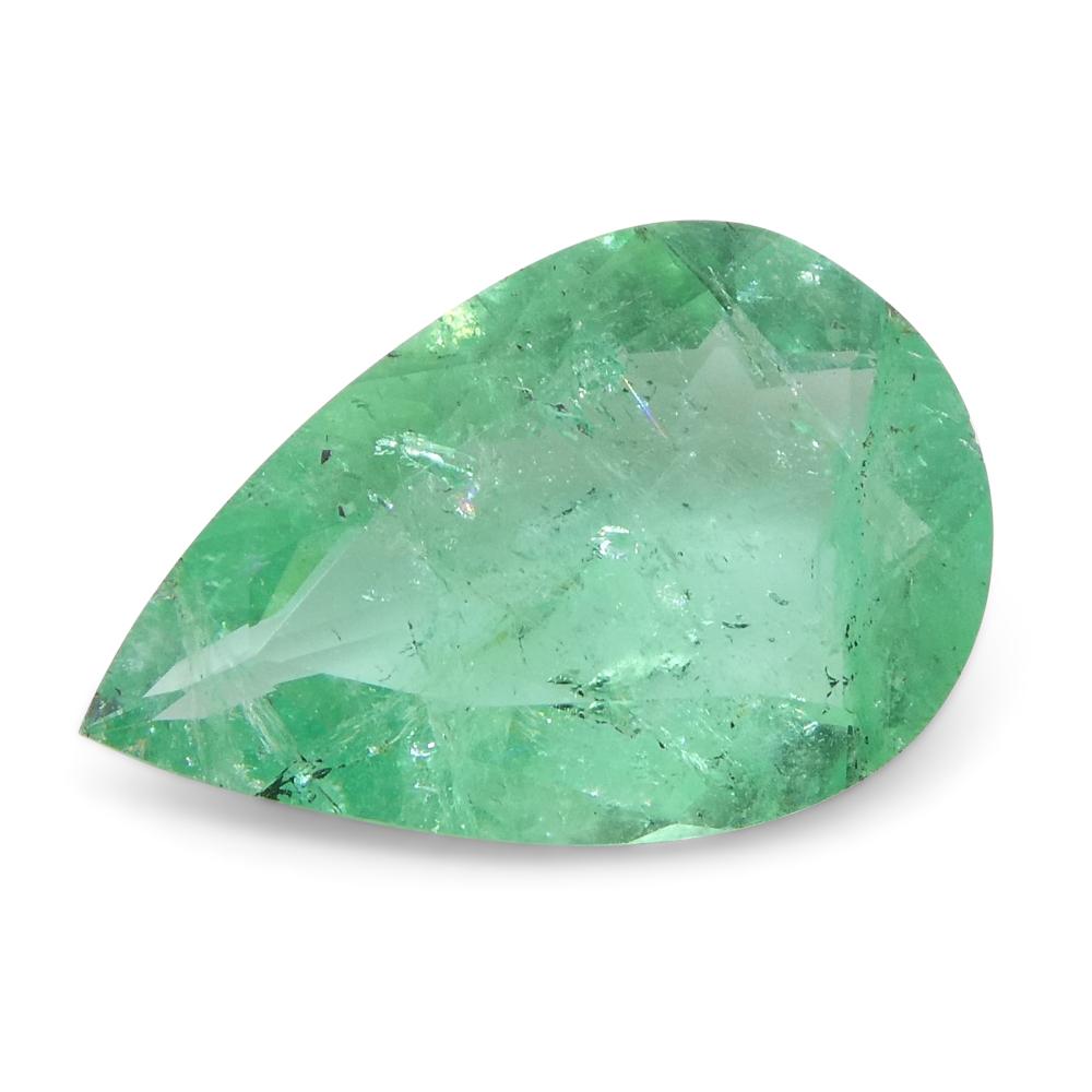 1.3ct Pear Green Emerald from Colombia For Sale 3
