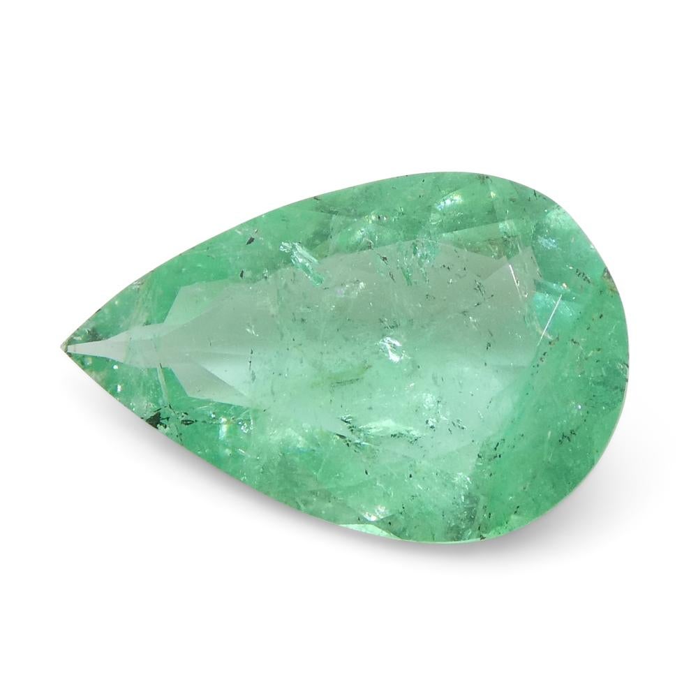 1.3ct Pear Green Emerald from Colombia For Sale 4