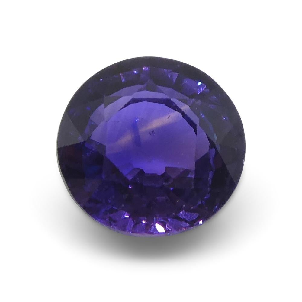 Taille brillant Saphir rond violet 1,3 carat provenant de Madagascar, non chauffé en vente