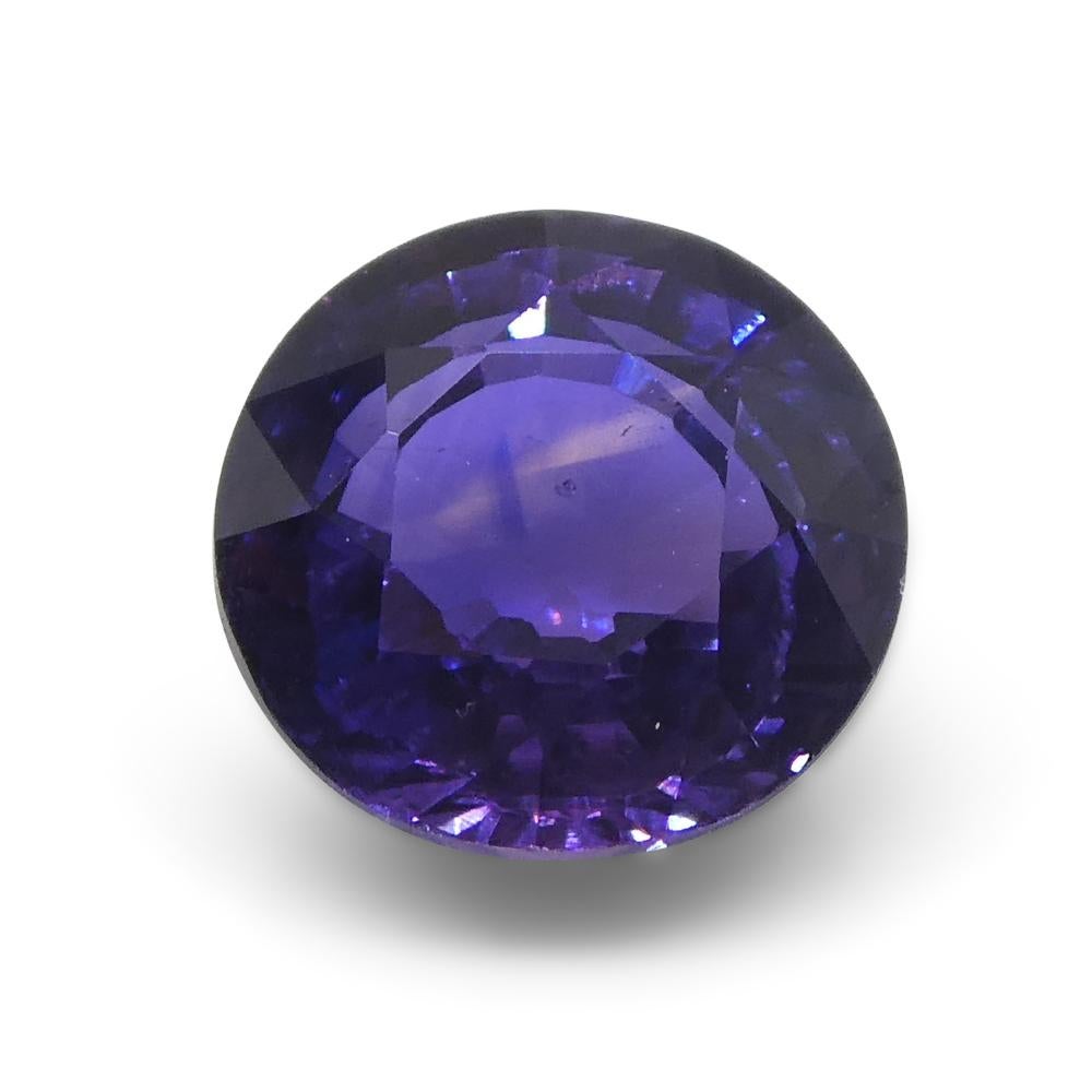 Brilliant Cut 1.3ct Round Purple Sapphire from Madagascar, Unheated For Sale
