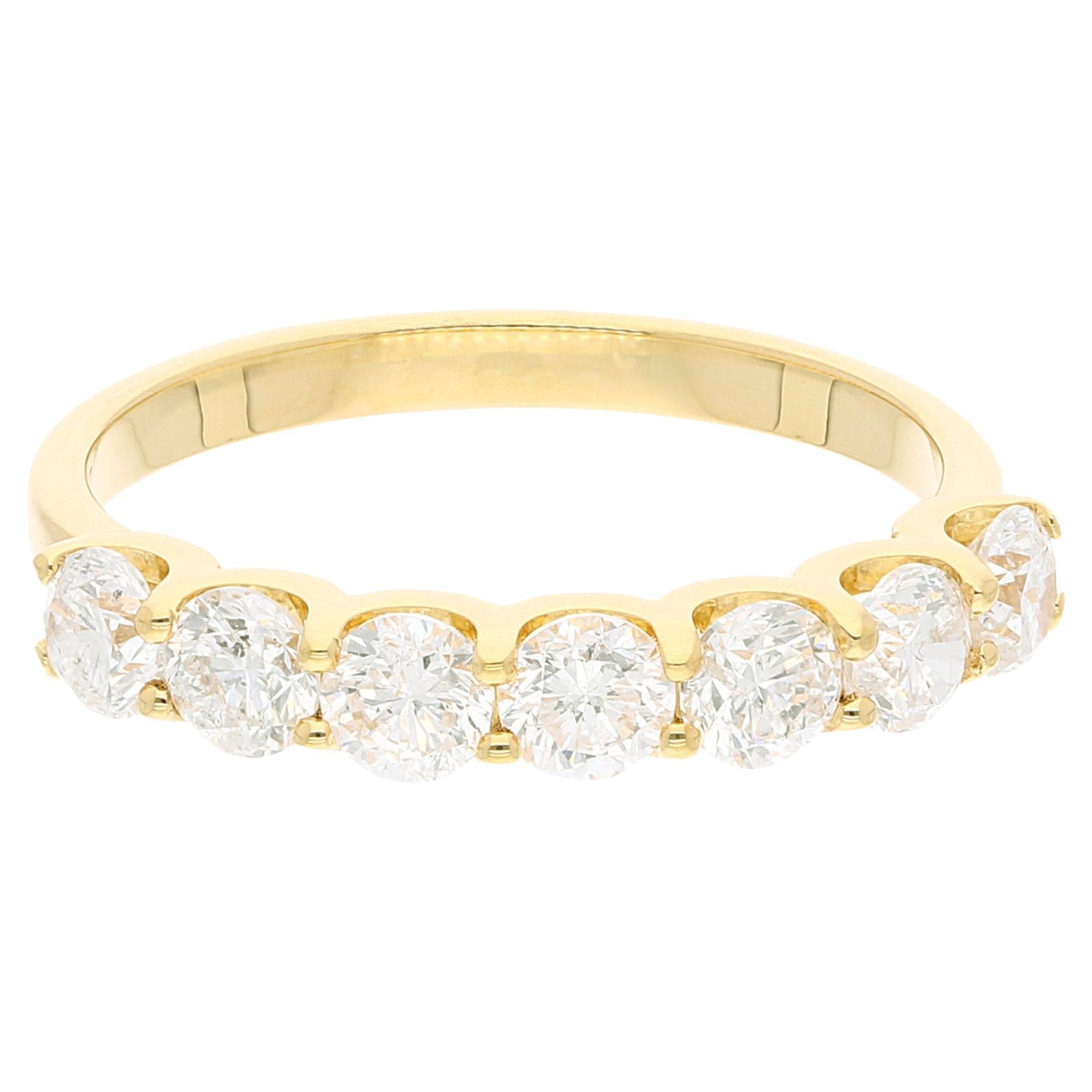 1.3Ct SI Clarity HI Color Diamond Half Eternity Band Ring 14 Karat Yellow Gold