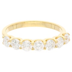 1.3ct SI Clarity HI Color Diamond Half Eternity Band Ring 18 Karat Yellow Gold