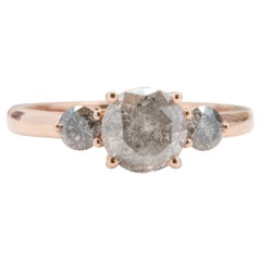 1.3ct Soft Gray Diamond Three-Stone 14K Rose Gold Engagement Ring