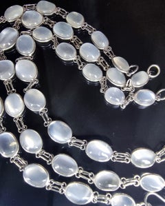 13ctw Cabochon Natural Moonstone Gemstone Tennis Link Bracelet
