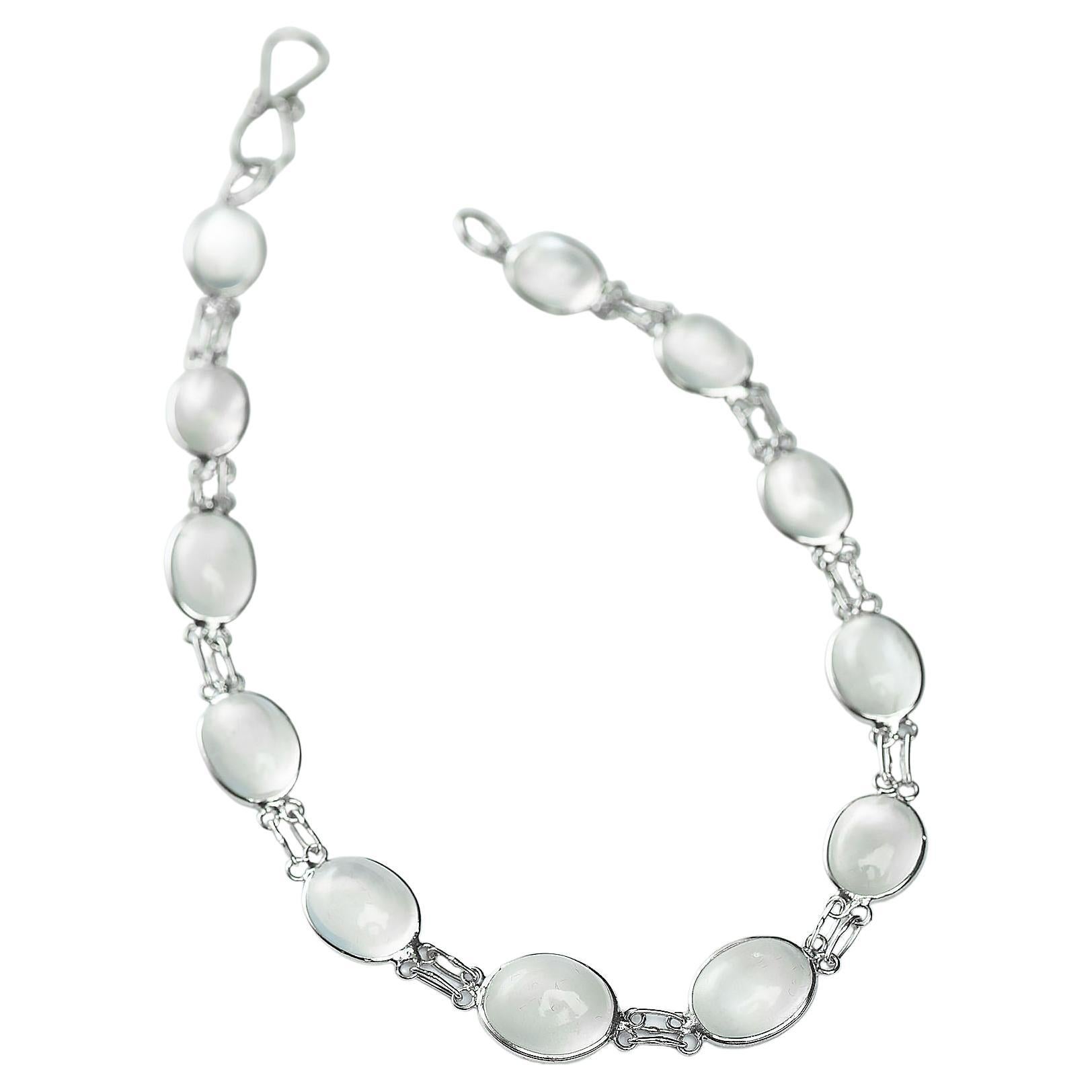 Bracciale Tennis A Link con pietra di luna naturale cabochon da 13 ct.
