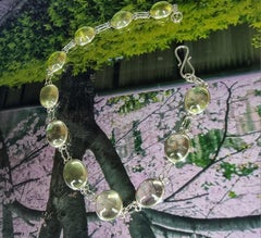 13ctw Cabochon Natural Untreated Citrine Link Bracelet