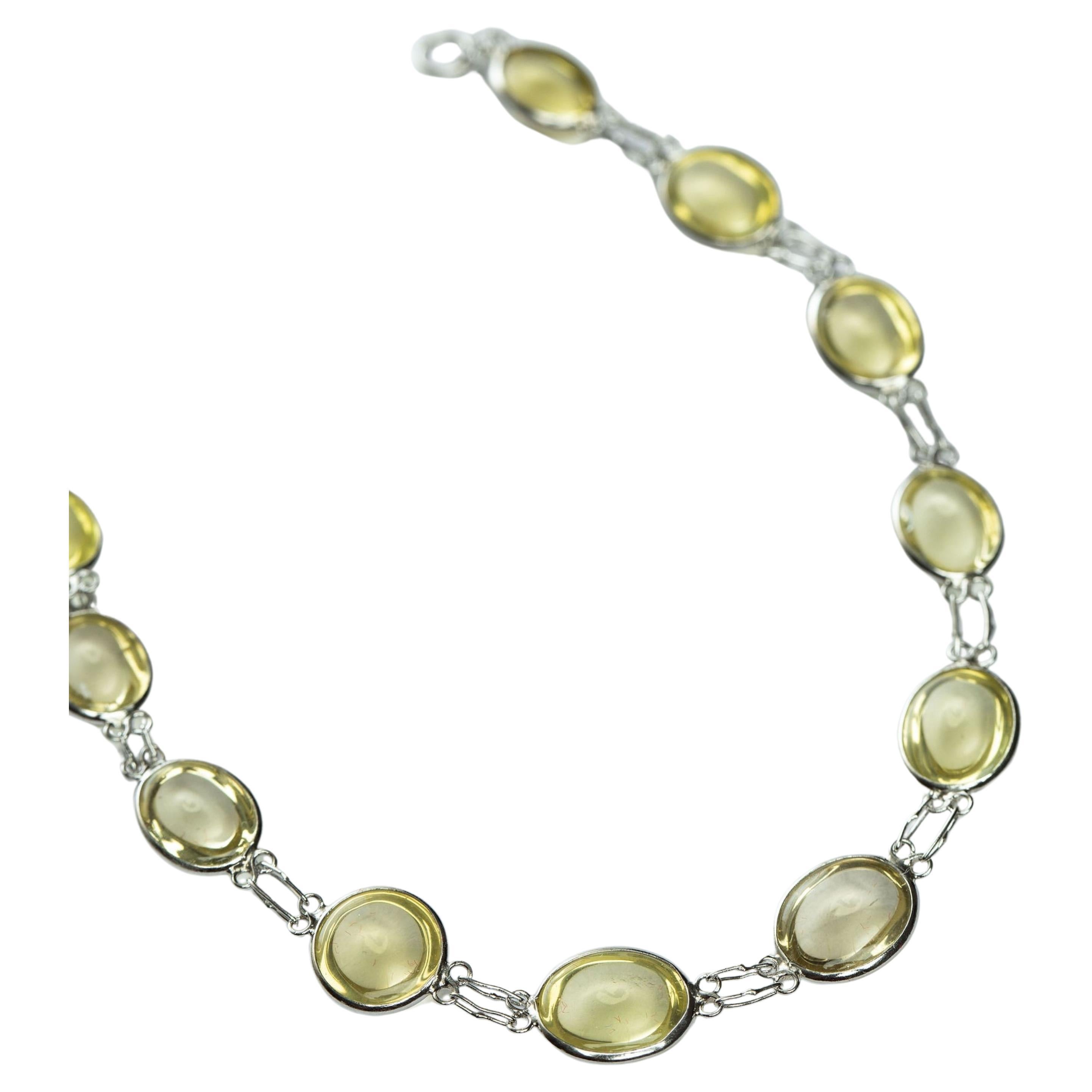 13ctw Cabochon Natürliches unbehandeltes Citrin-Gliederarmband (Zeitgenössisch) im Angebot