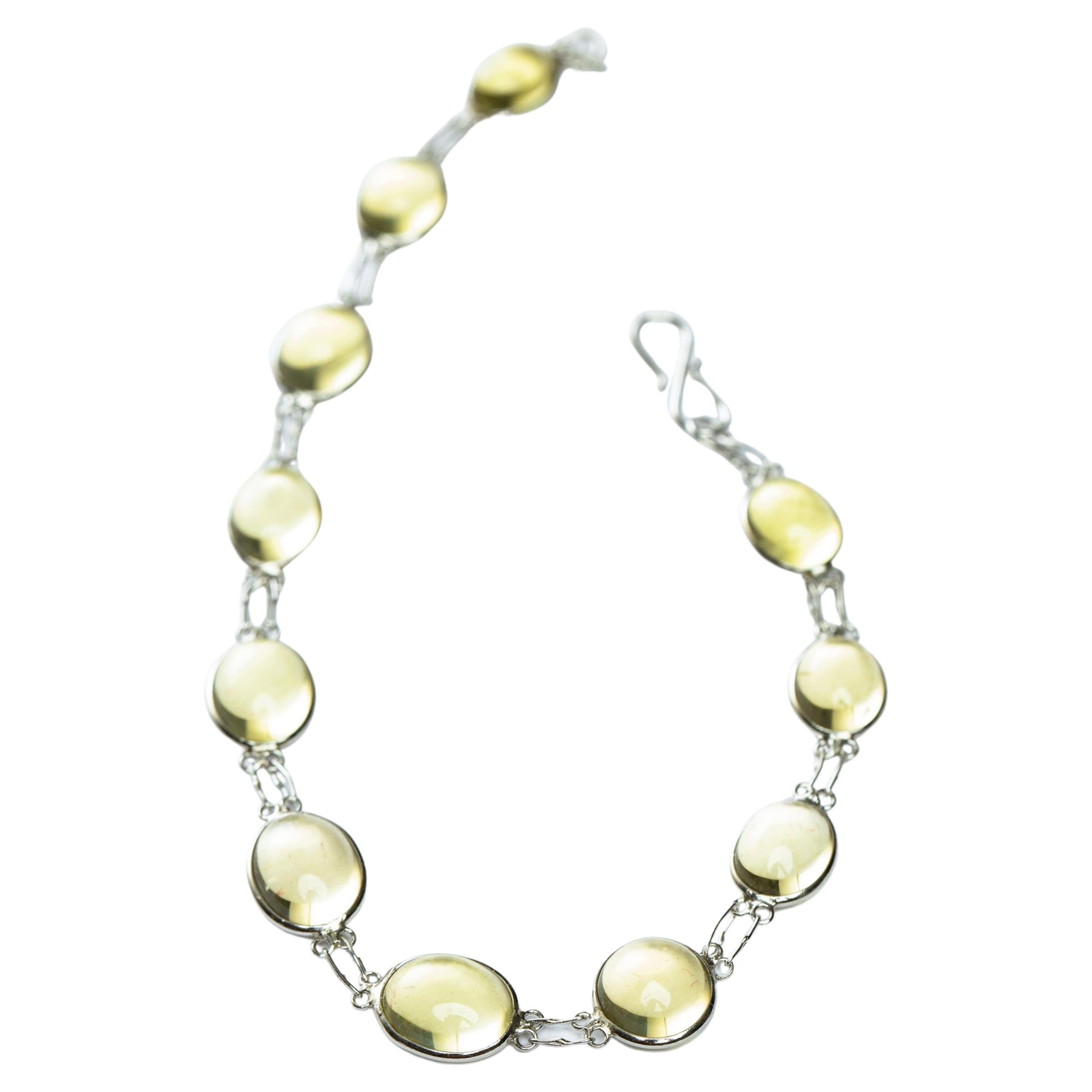 Bracciale A Link con Citrino naturale non trattato con cabochon da 13 ct.