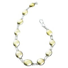 Pulsera de eslabones con cabujón de citrino natural sin tratar de 13 quilates