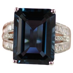 13ctw London Blue Topaz Emerald Cut 14K White Gold