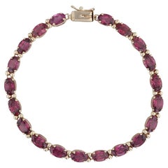 13ctw Rhodolite Garnet Tennis Bracelet 14k Yellow Gold 6.5" 4.2mm