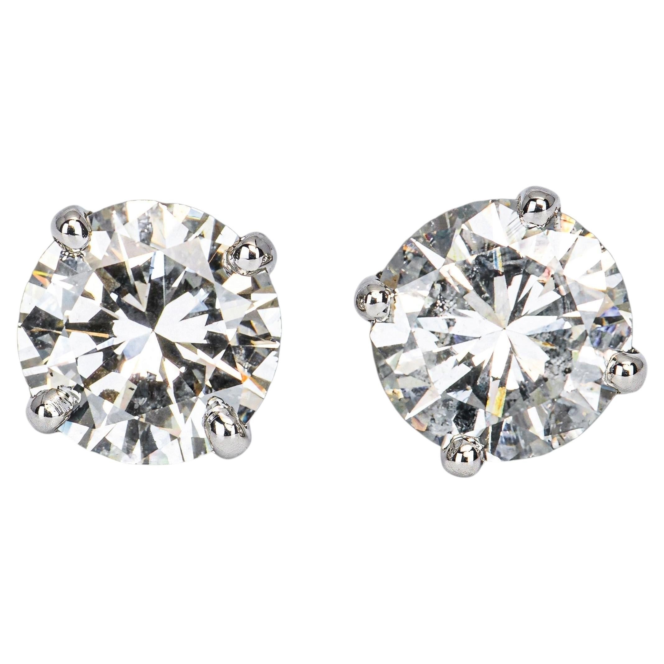 13k White Gold .90ctw Diamond Stud Screw Back Earrings