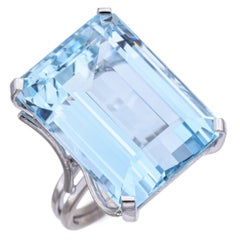 13k White Gold & Palladium Alloy 22.61ct Aquamarine Cocktail Ring