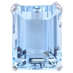 13k White Gold & Palladium Alloy 22.61ct Aquamarine Cocktail Ring