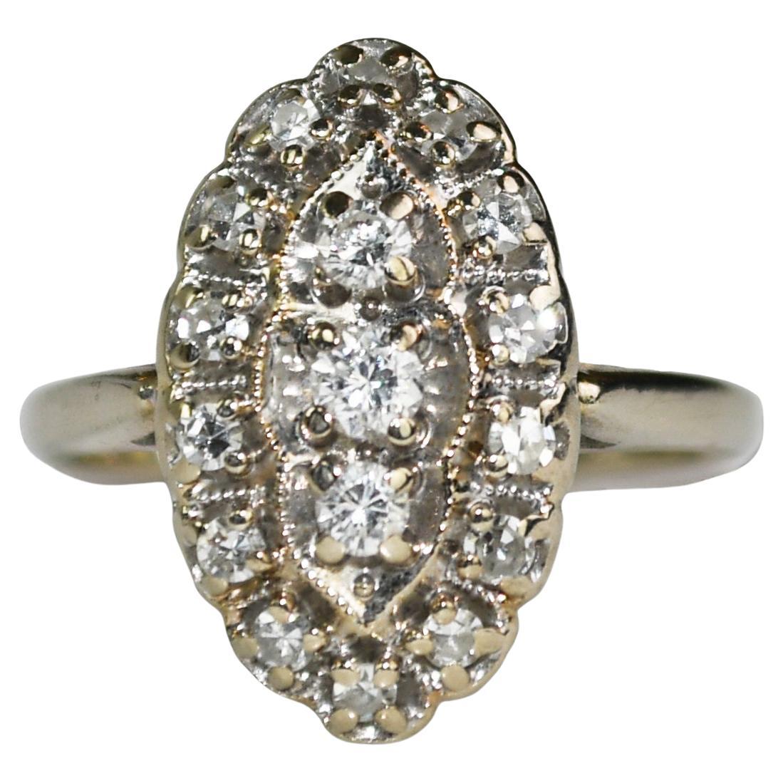 13K White Gold Vintage Diamond Cluster Ring 0.50ct