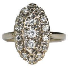 Anillo en racimo de diamantes vintage de oro blanco de 13 quilates 0,50 ct