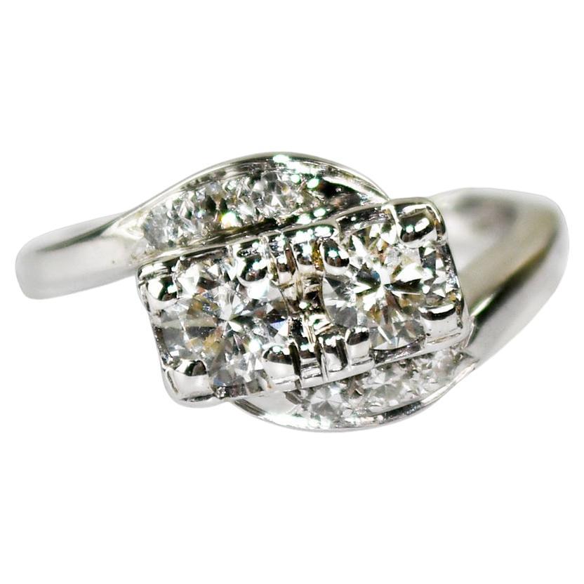 Bague en or blanc 13K avec diamant vintage 0.70ct en vente