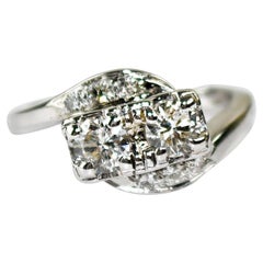 Bague en or blanc 13K avec diamant vintage 0.70ct