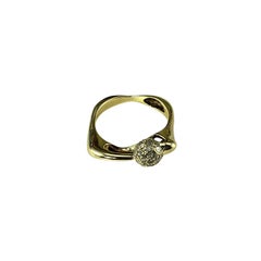 13K Yellow Gold and Diamond Square Ring Size 5.75 #23140