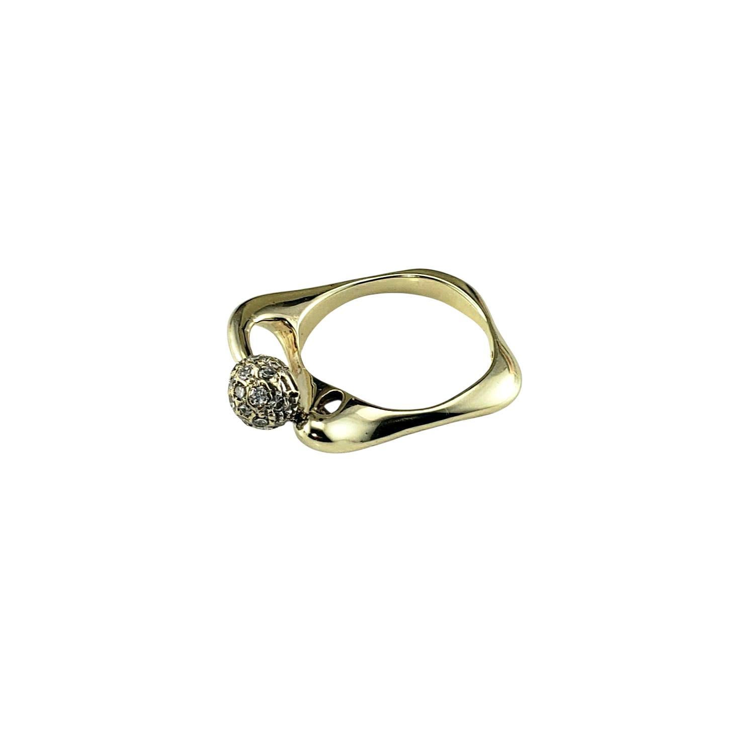 Contemporaneo Anello quadrato in oro giallo 13K e diamanti misura 5,75 #23140 in vendita