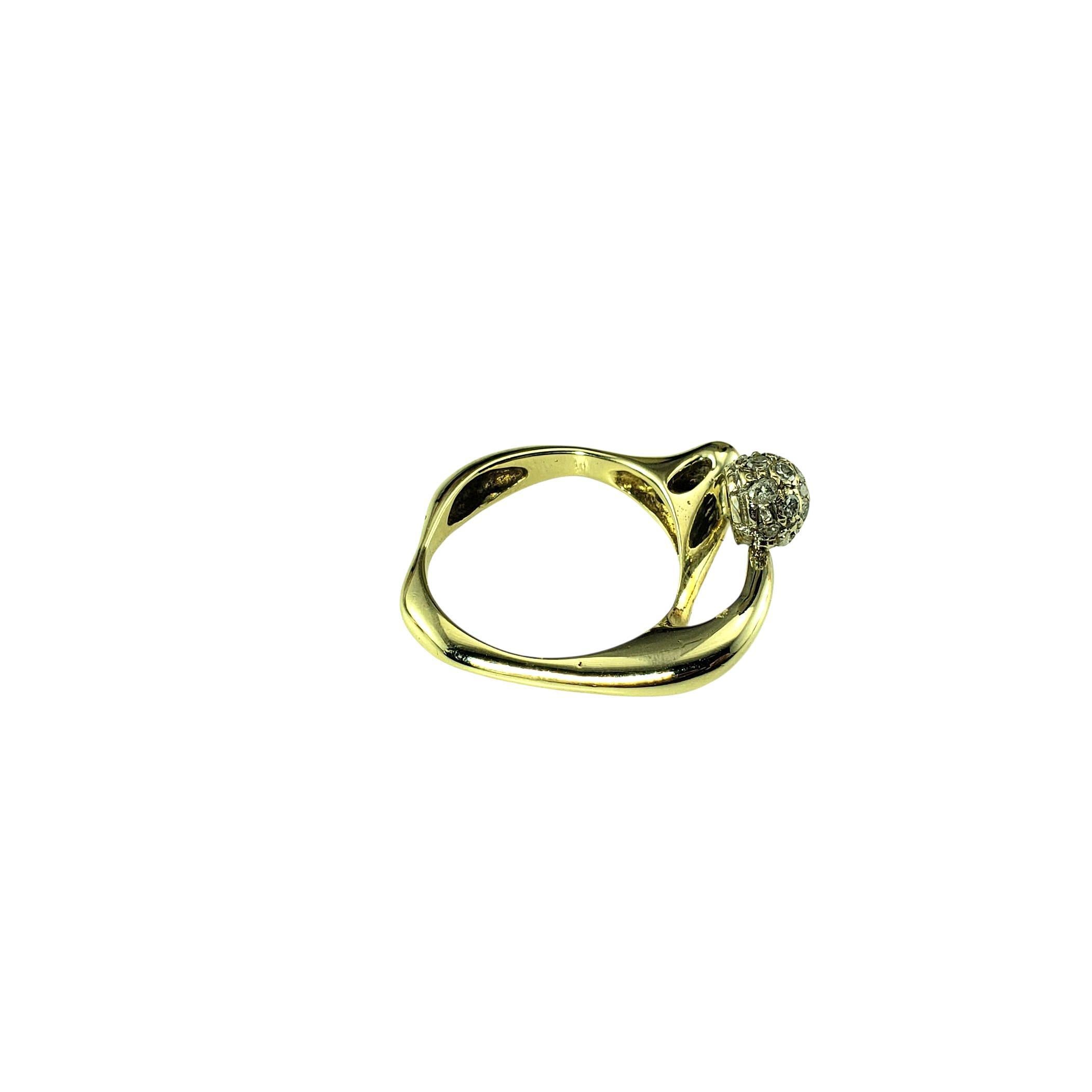 Taglio singolo Anello quadrato in oro giallo 13K e diamanti misura 5,75 #23140 in vendita